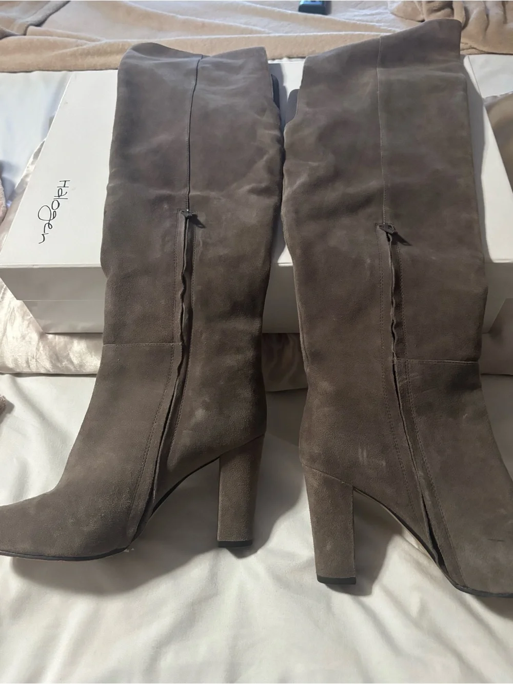 Halogen - Over-the-Knee Suede  - grey suede boot